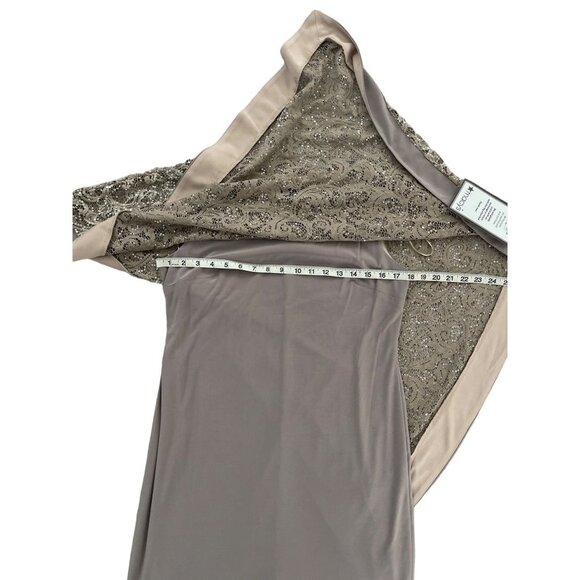 R&M Richards Capelet Poncho Metallic Dress Champagne Size 8 NWT $160 Wedding - Picture 5 of 11